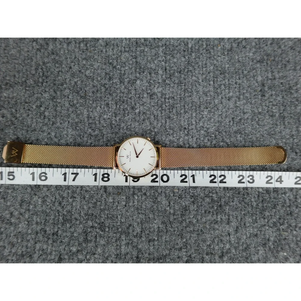 Welly Merck Rose Gold Mesh Band White Face Swiss Movement Sapphire Crystal Watch